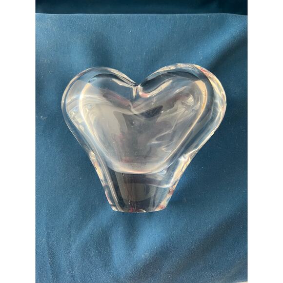 Simon Pearce Romance Vase Hand Sculpted Heart Shape Clear Glass Form Unsigned